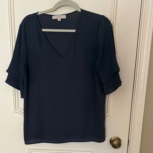 LOFT Deep Blue V-Neck Blouse